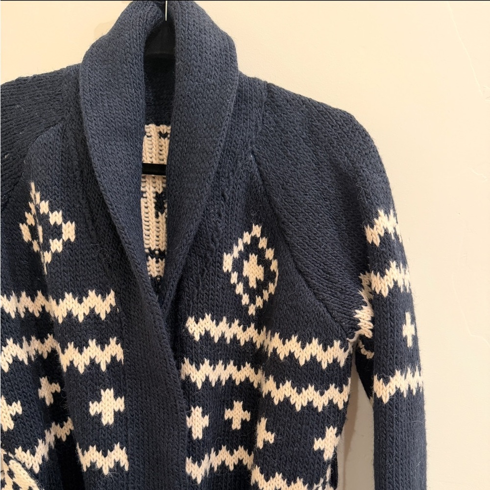 THE GREAT. Shepherd reversible cardigan Navy and Cream Knit. SOLD OUT ONLINE - Picture 7 of 13